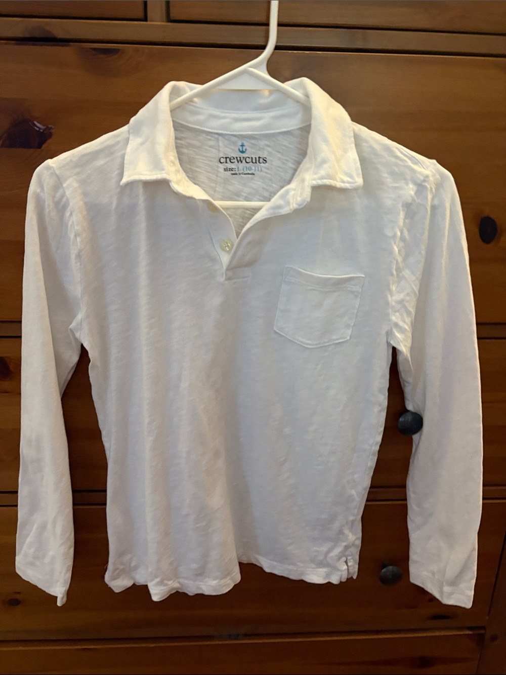Crewcuts White Long-Sleeve Polo Shirt with Chest Pocket
